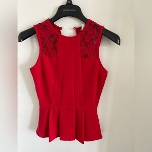 H&M Sleeveless Blouse Top Red Colour with Lace Details Back Zipper Sz 2